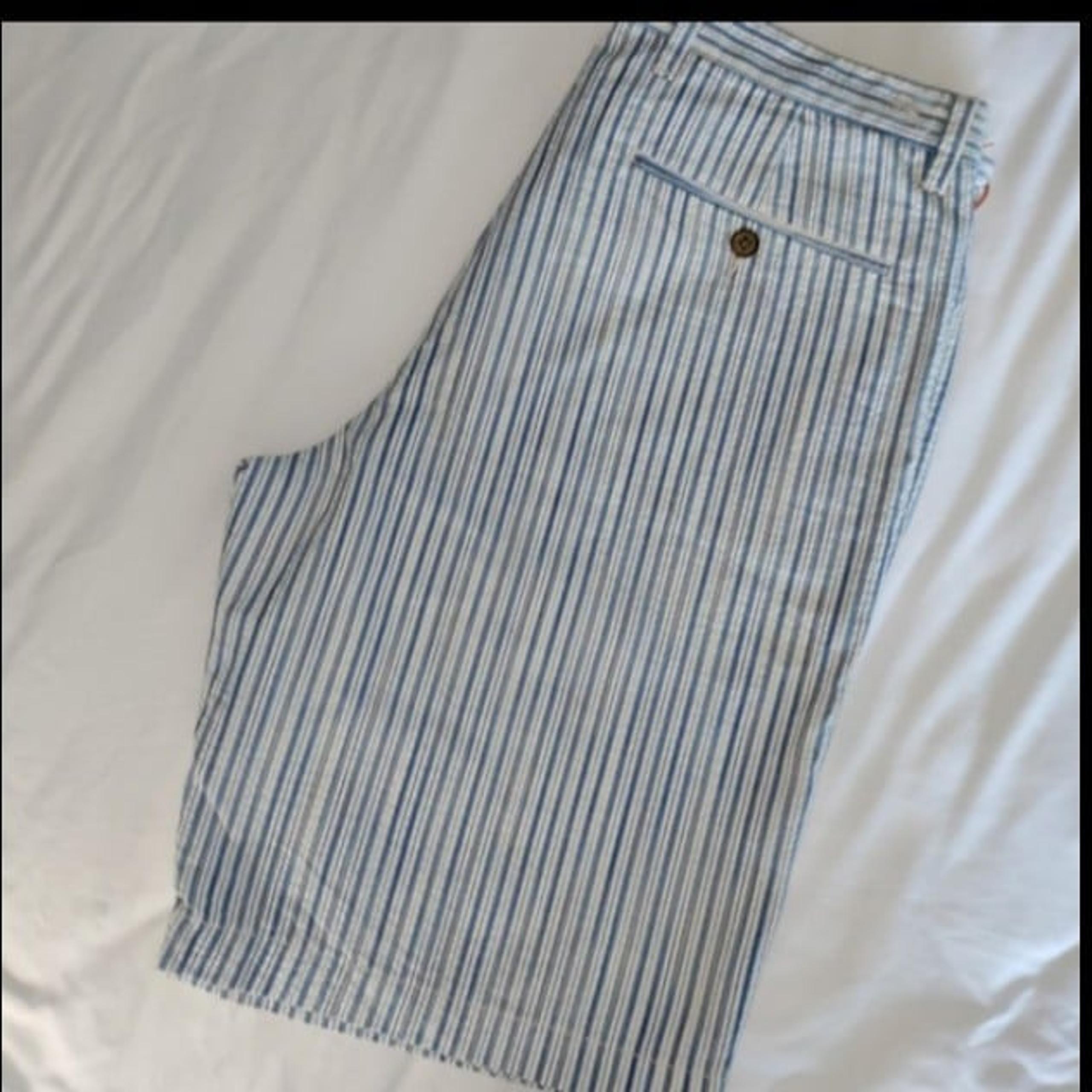 NWT! Tommy Bahama Blue & White Mens Striped Shorts Size 32 Waist