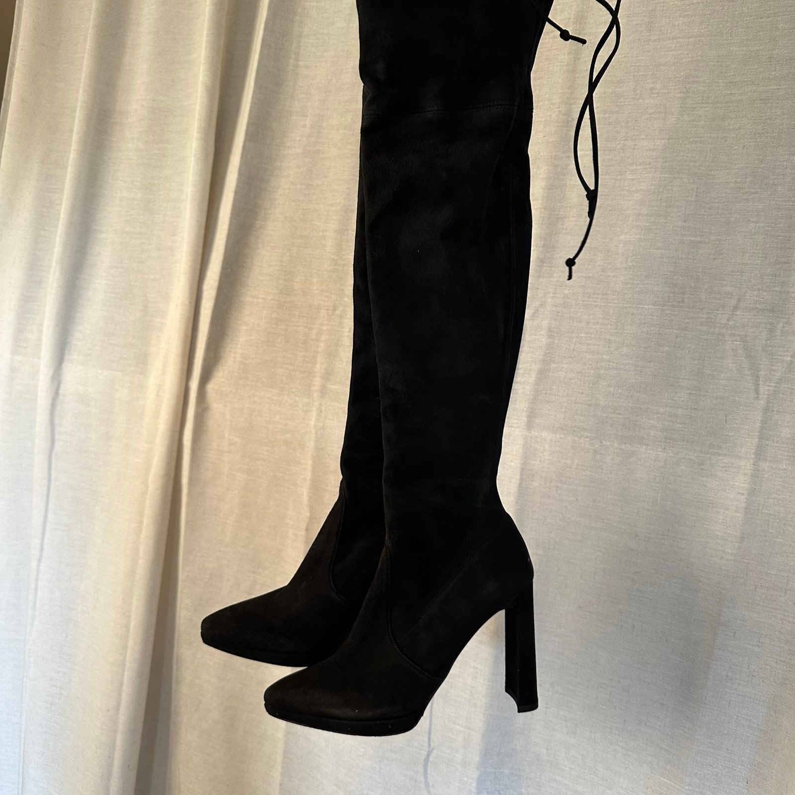NEW Stuart Weitzman Ariana Grande knee high boots platform 7 suede black
