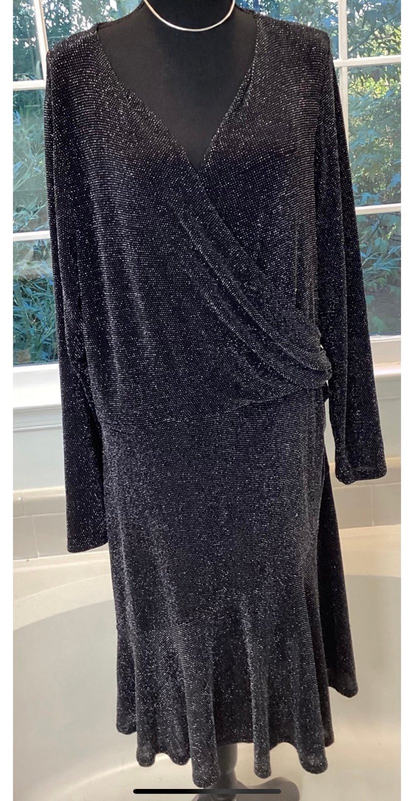 Michael KORS Embellished Black Stretch Viscose Dress - Size 2X Long sleeves vi