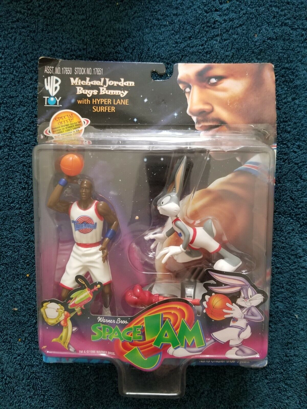 SPACE JAM Michael Jordan Bugs Bunny Rare Sealed Figure 2 Pack Playmates 1996