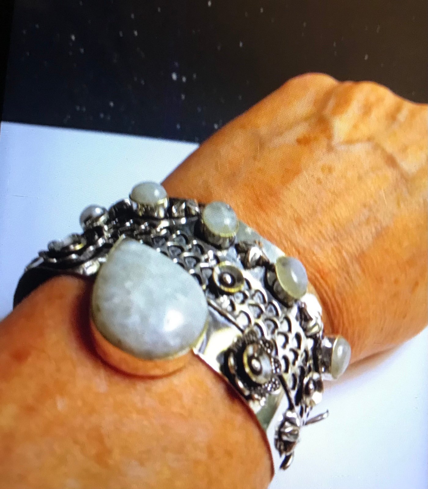 Moonstone 925 Sterling Silver Cuff Bracelet