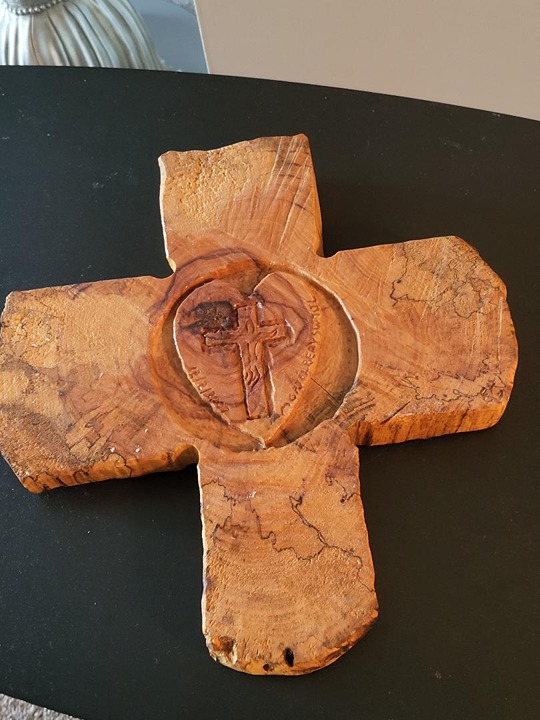 Large Hand Carved Rustic Olive Wood Cross