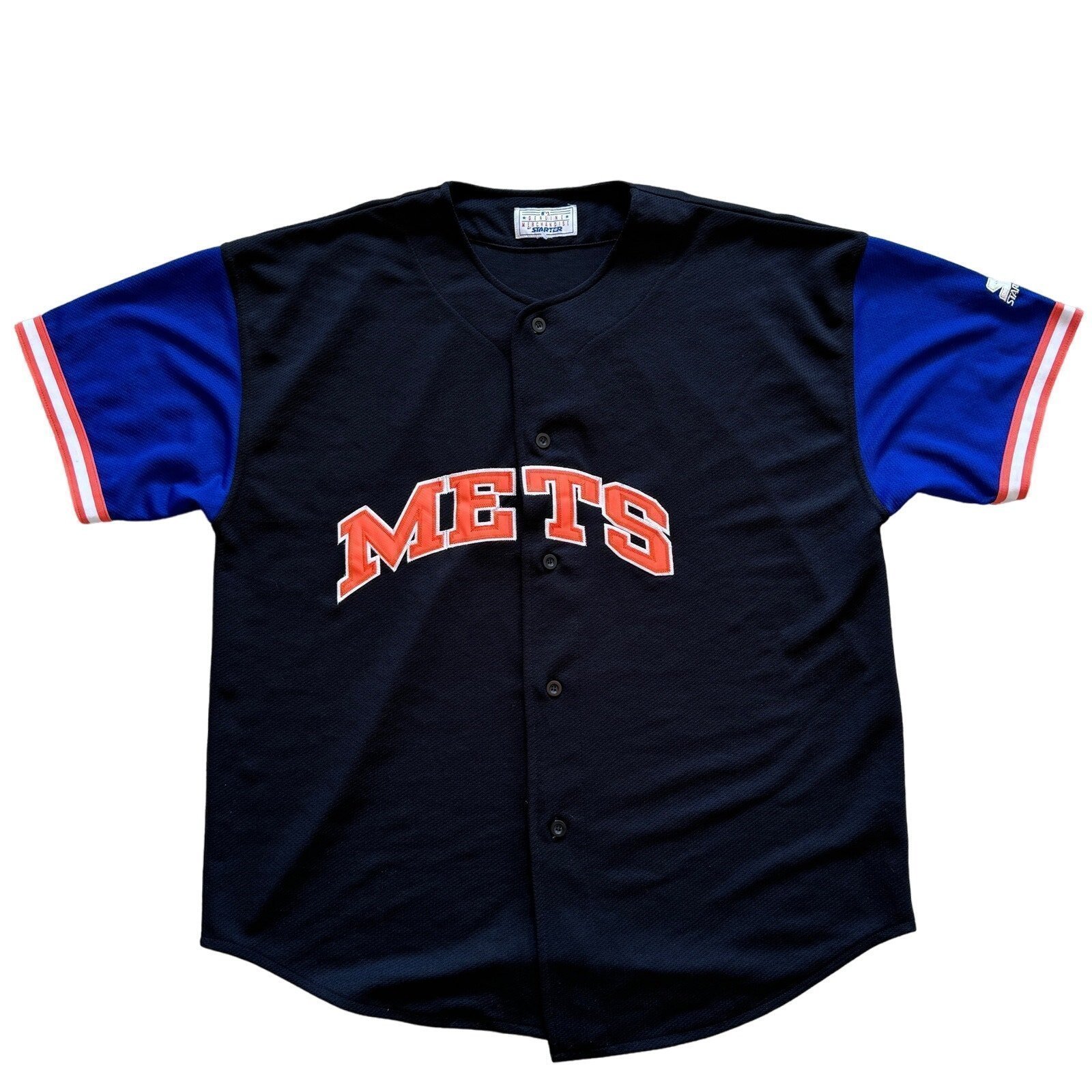 Starter Vintage 90s MLB New York Mets Baseball Jersey Black Blue Mens Size XXL