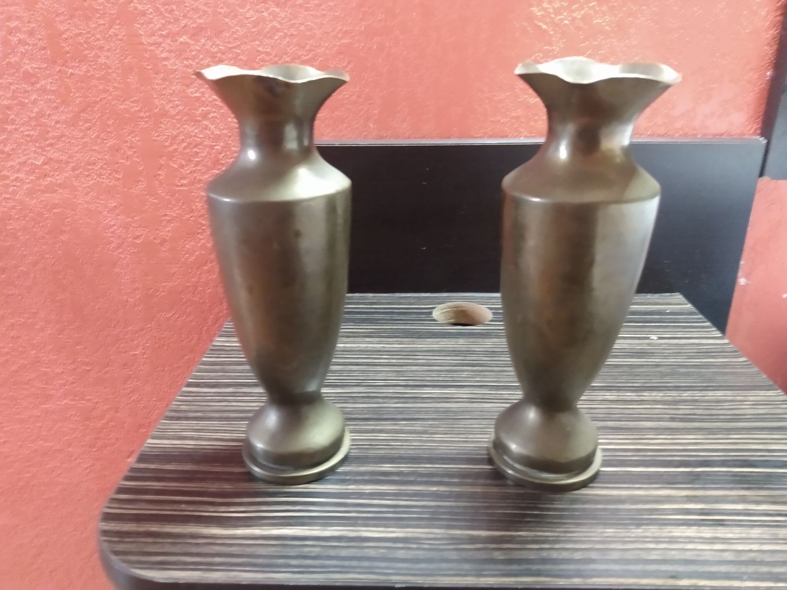 WWII solid brass shelll casing art vases