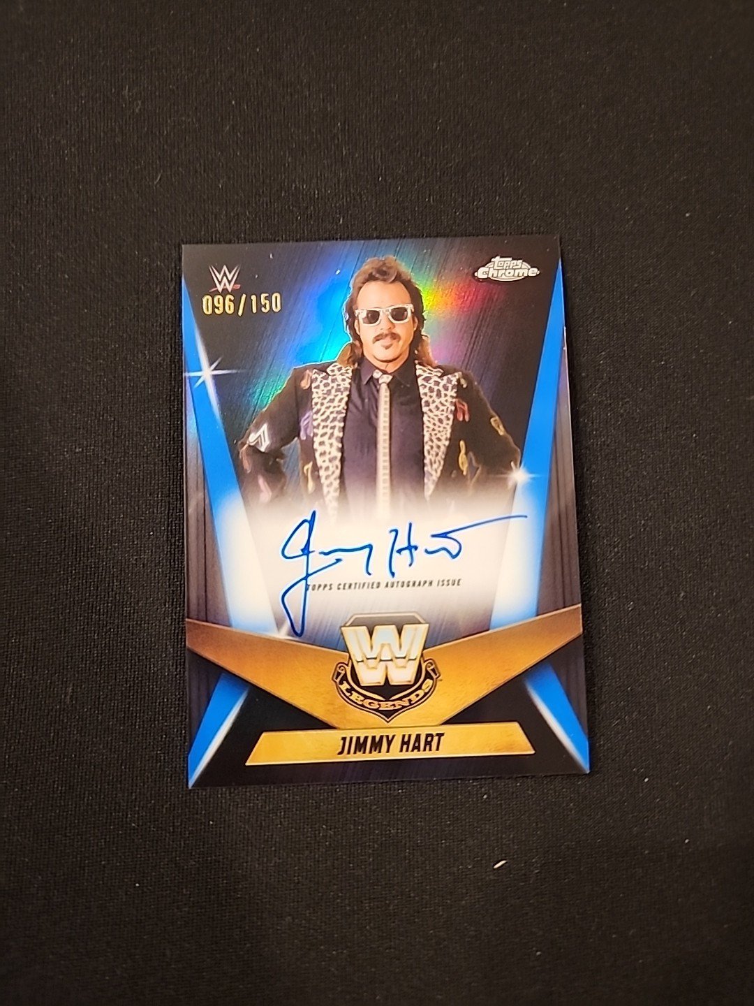 2024 Topps Chrome WWE Blue On Card Auto WWE Legends Jimmy Hart 96/150