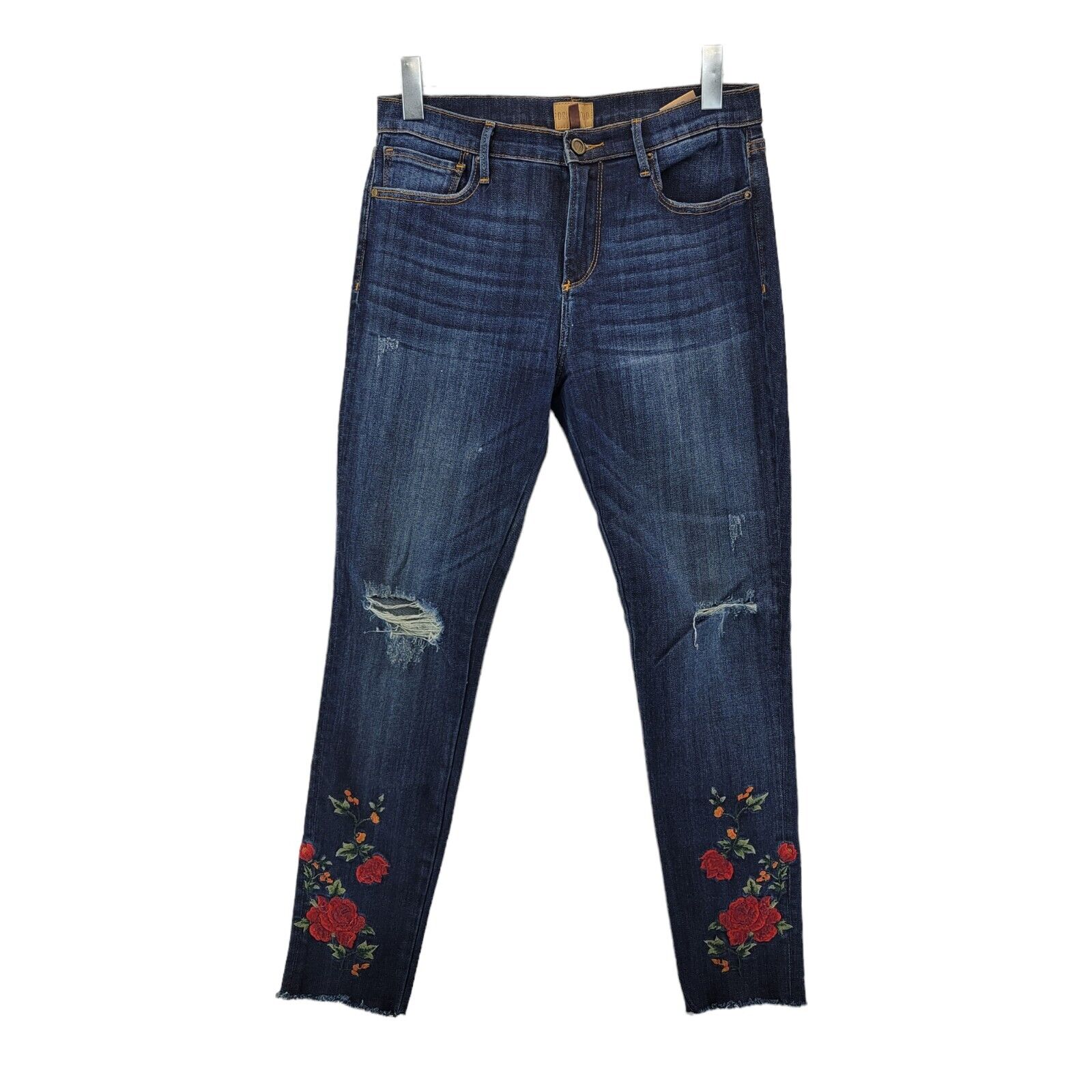 Driftwood Sundance Jackie Embroidered Ankle Jeans Size 29 Dark Wash Mid Rise