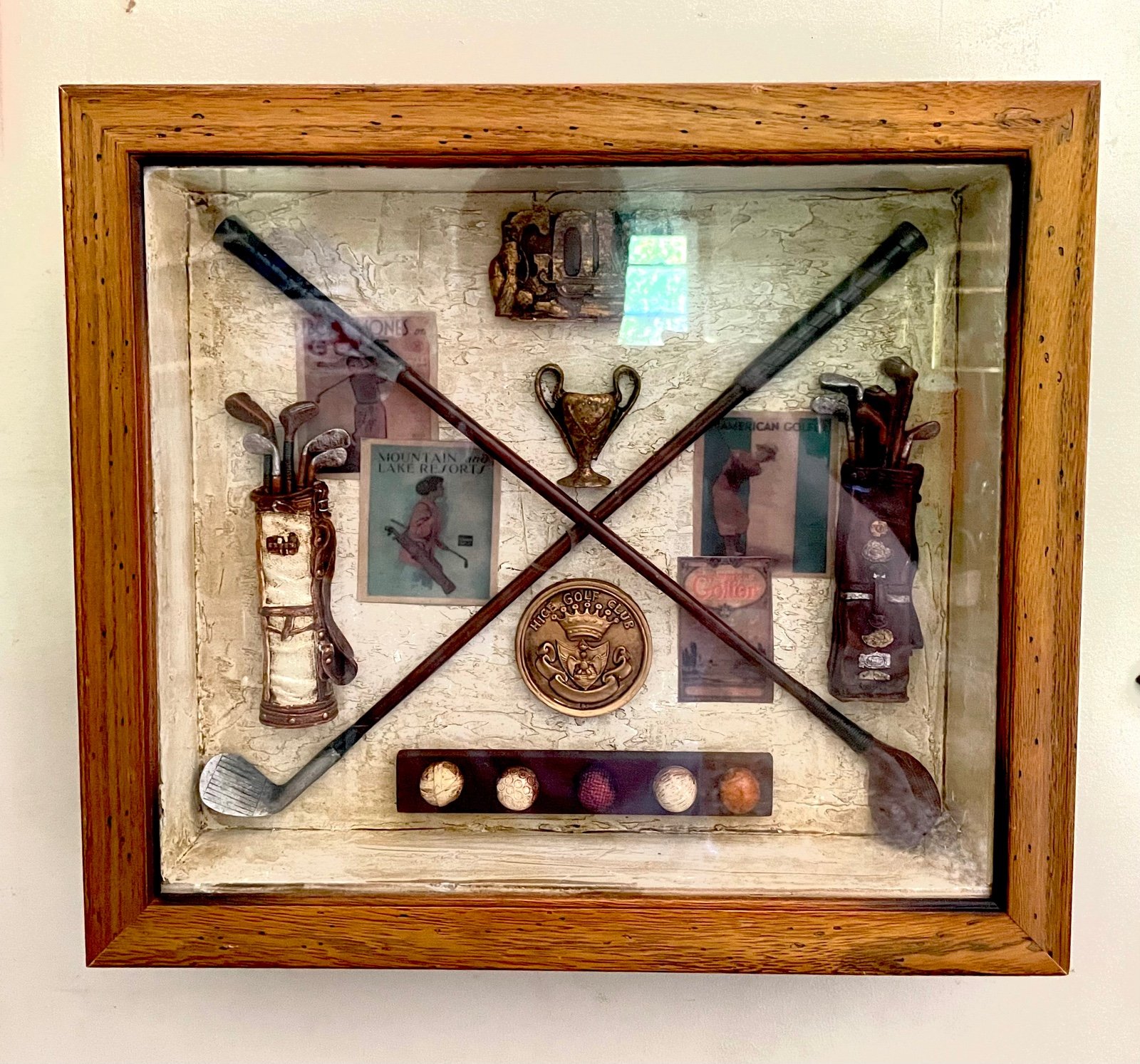 VTG HANGING GOLF ART FRAMED OF THE HINE GOLF CLUB