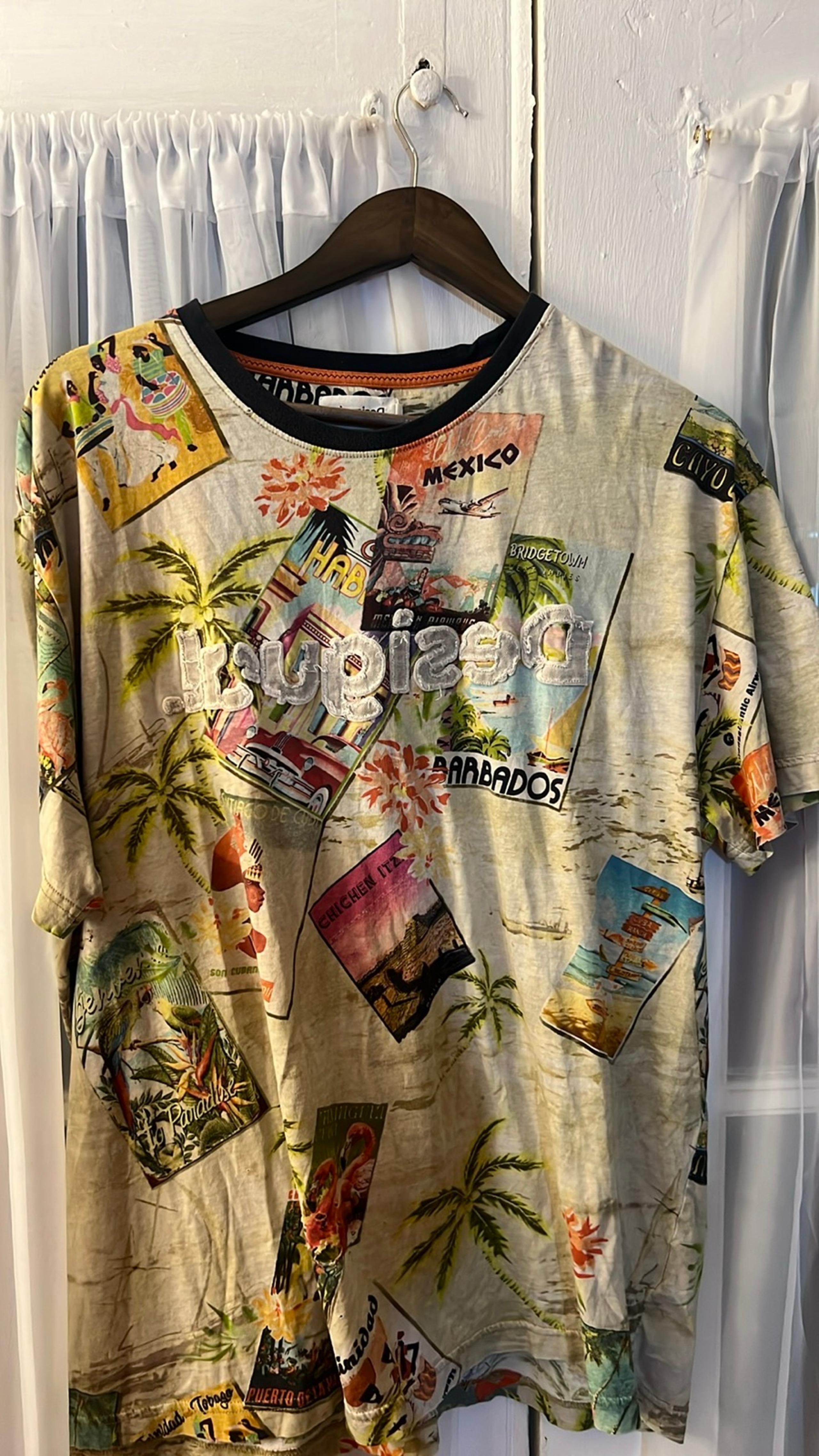 Desigual Multicolor Travel Postcard Short Sleeve T-Shirt Men’s XX-Large