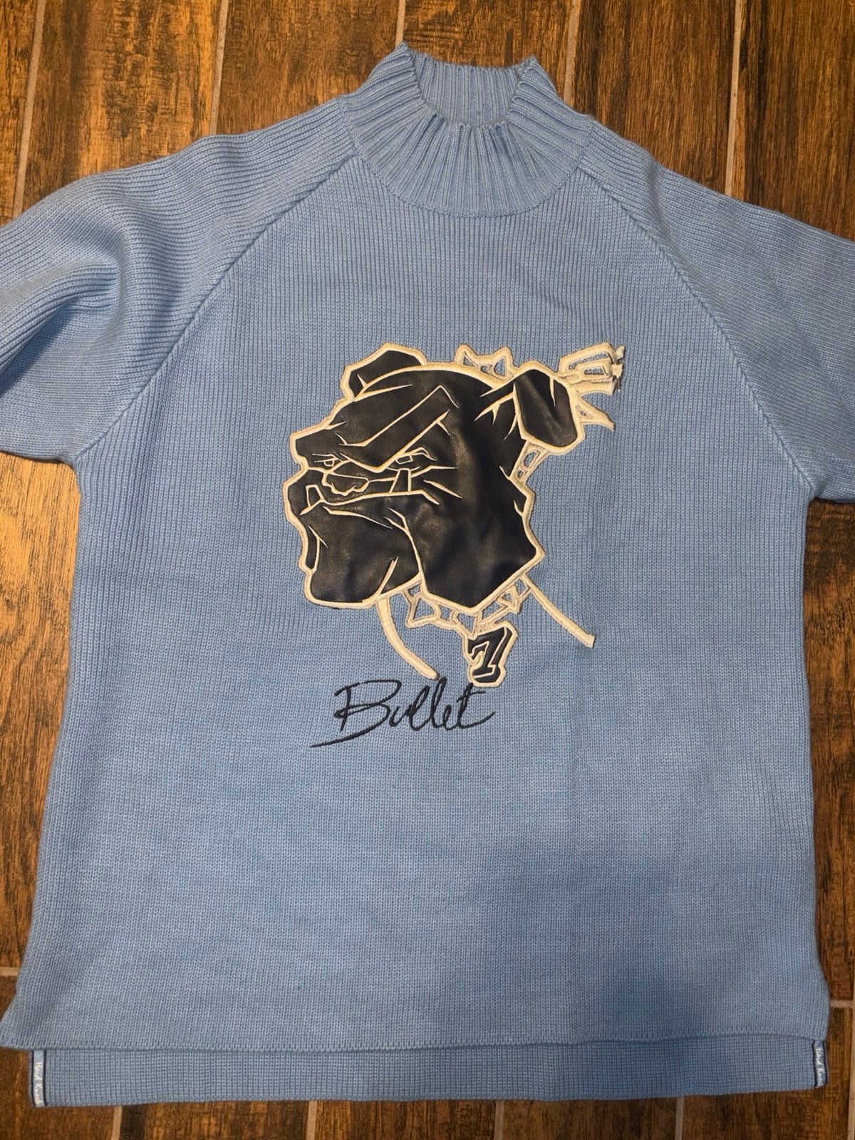 School Of Hard Knocks Bull Dog Baby Blue Sweater XXL Men’s Bullet