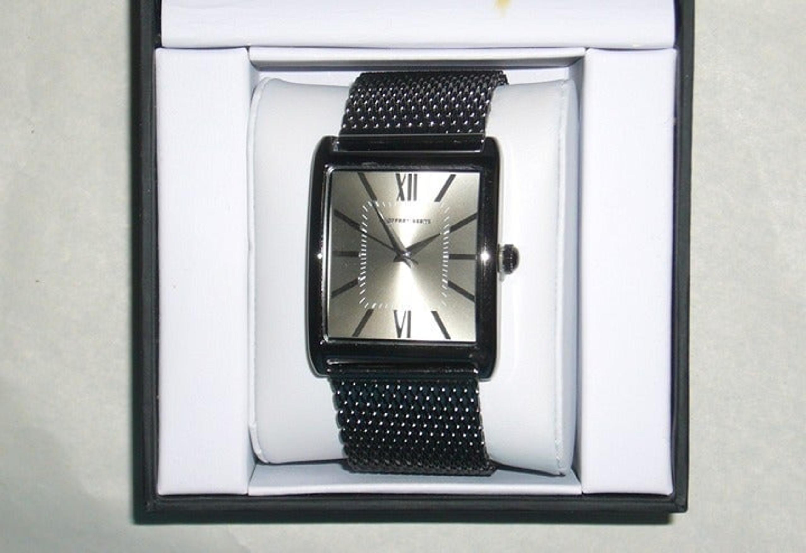 GEOFFREY BEENE MEN'S WATCH -Gunmetal Stainless Steel Mesh (NEW-BOXED)