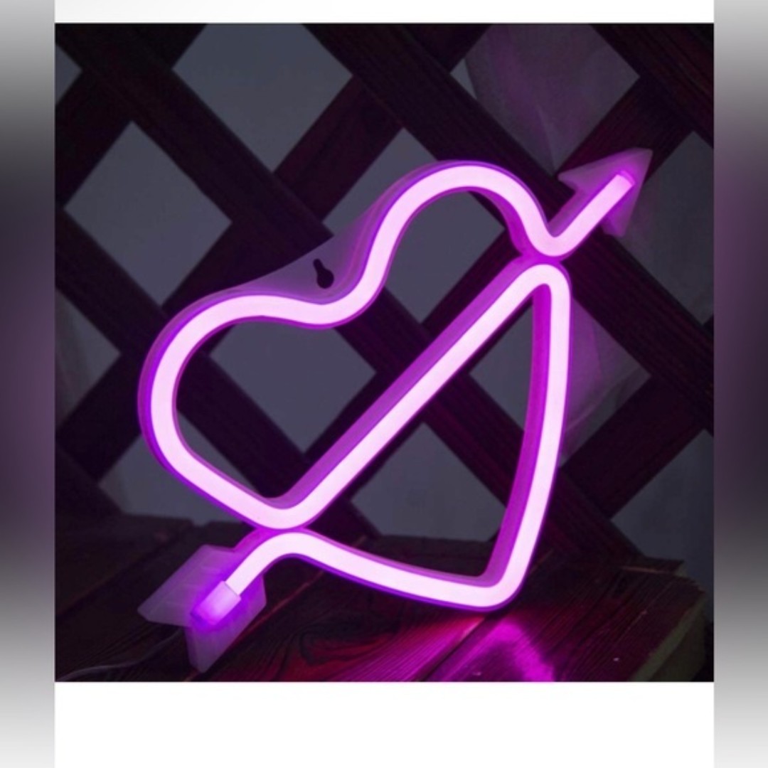 Pink The Heart of Cupid Neon Sign, Battery Operated USB Powered LED for party