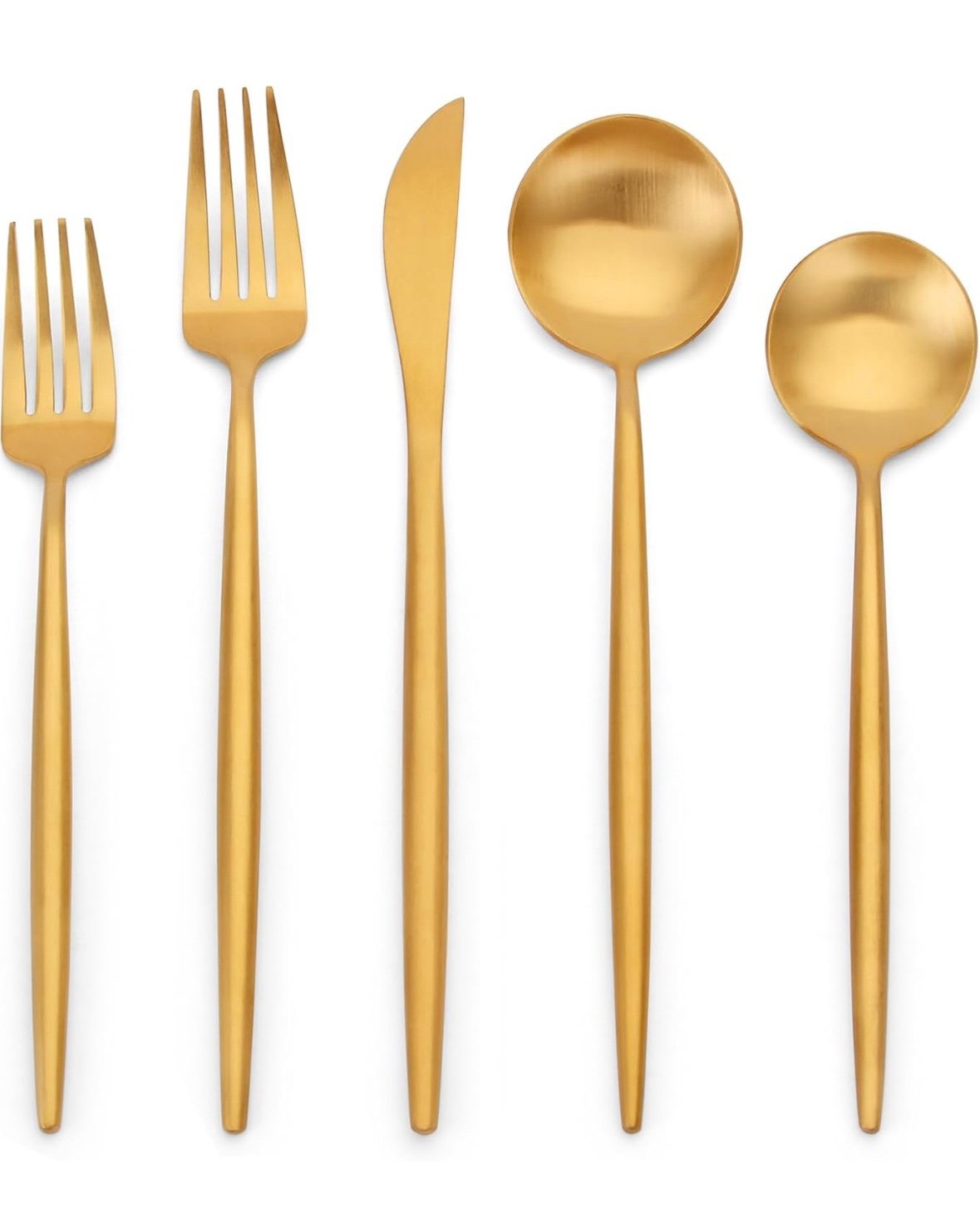 20-Piece Silverware Set, Matte Gold Flatware Set
