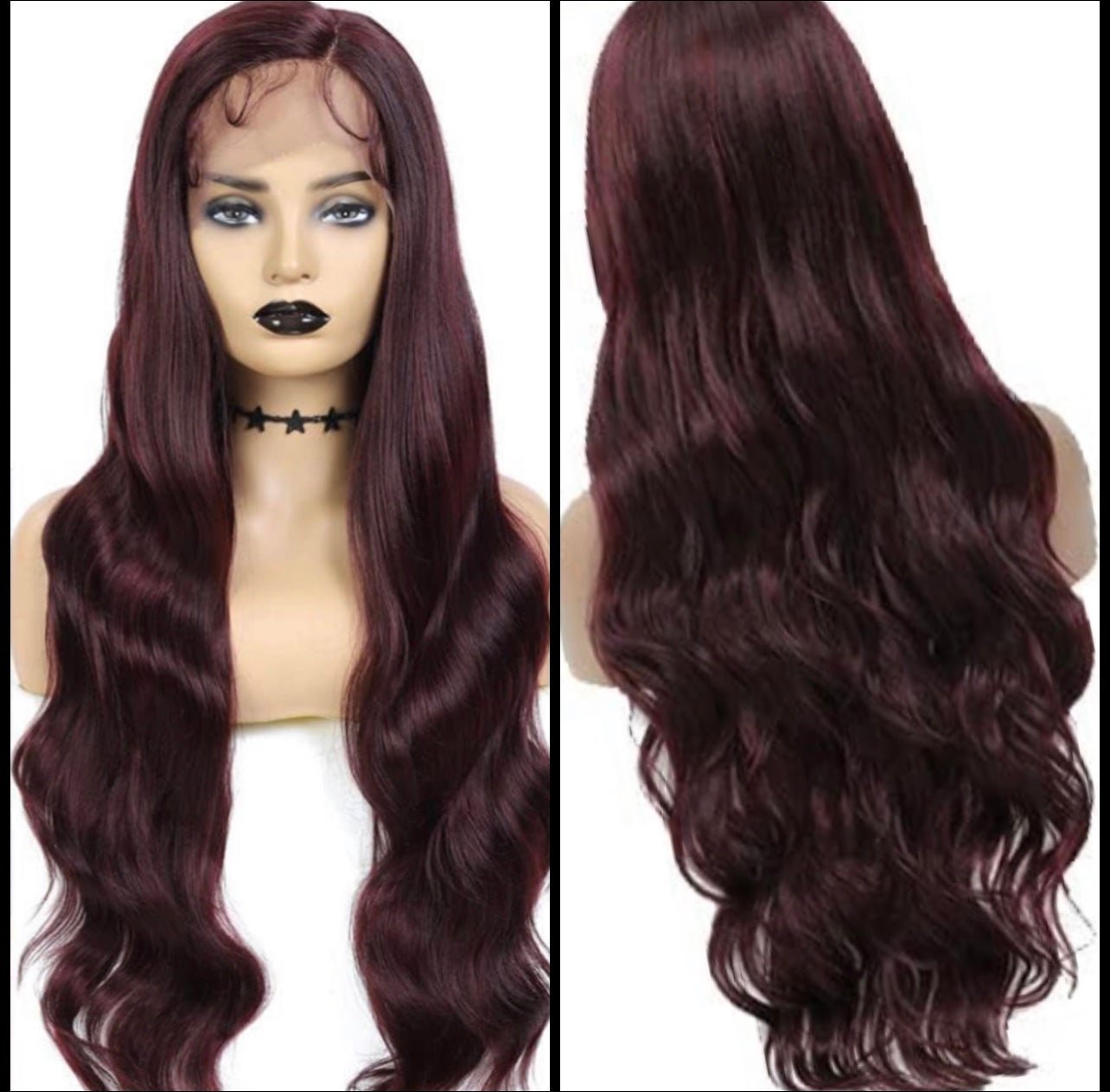 Human Hair Lace Front wig Dark Red