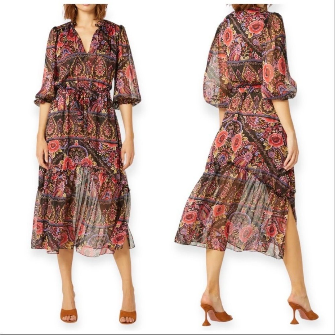 NEW NWT Misa Los Angeles Olivia Midi Dress In Flora Valentina SIZE S MSRP 395