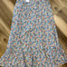 MVN The Label Floral Skirt Midi Women’s Size 6 Blue Pink Ruffle Cotton Stretch