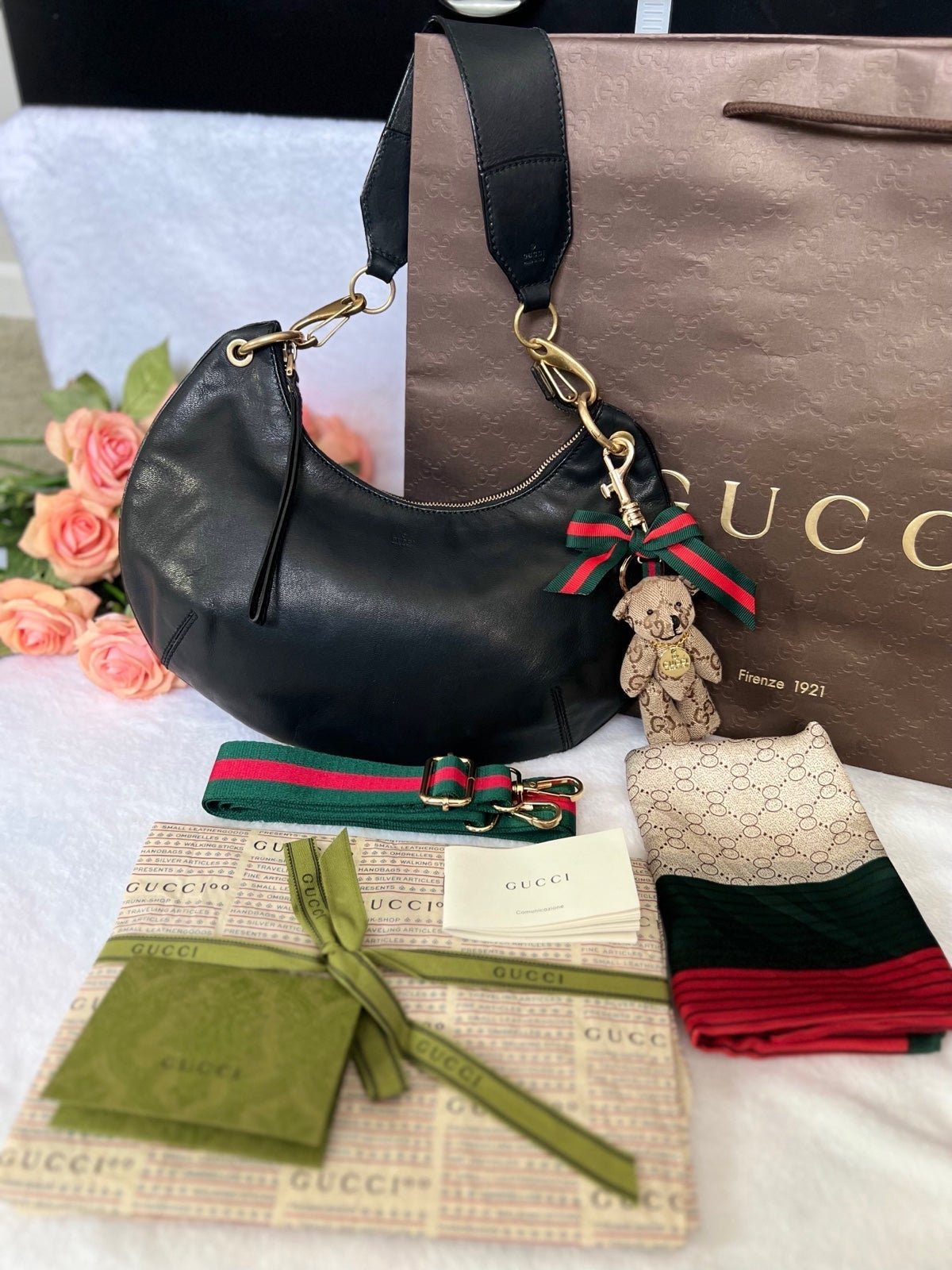 SOLD OUT❗️Auth..GUCCI Handbag/Shoulder bag Black Leather Hobo Half Moon