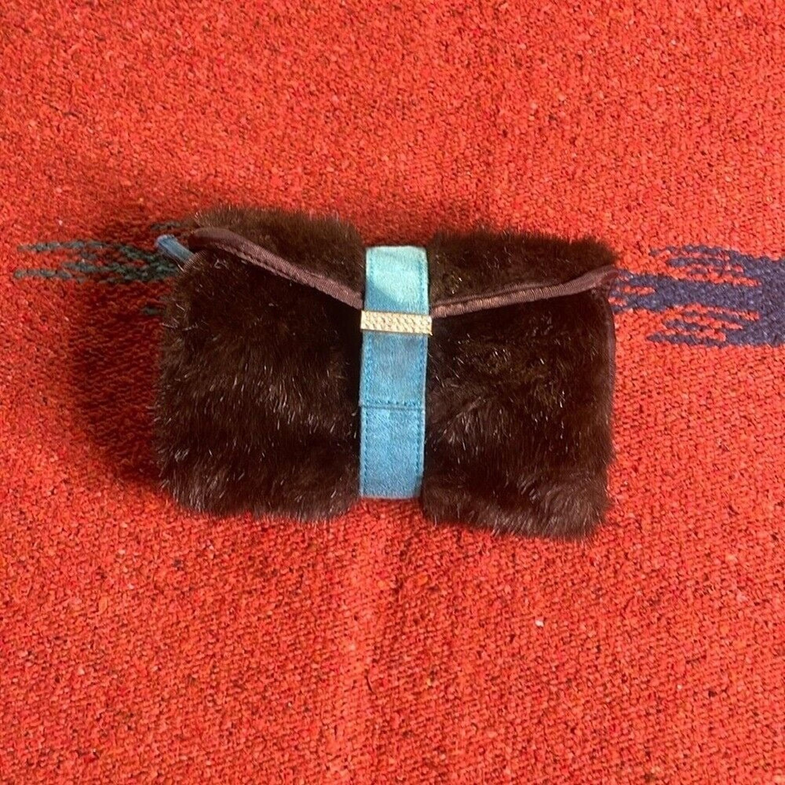 Stephanie Johnson Faux Fur Cosmetic Makeup Fold Up Roll Button Bag