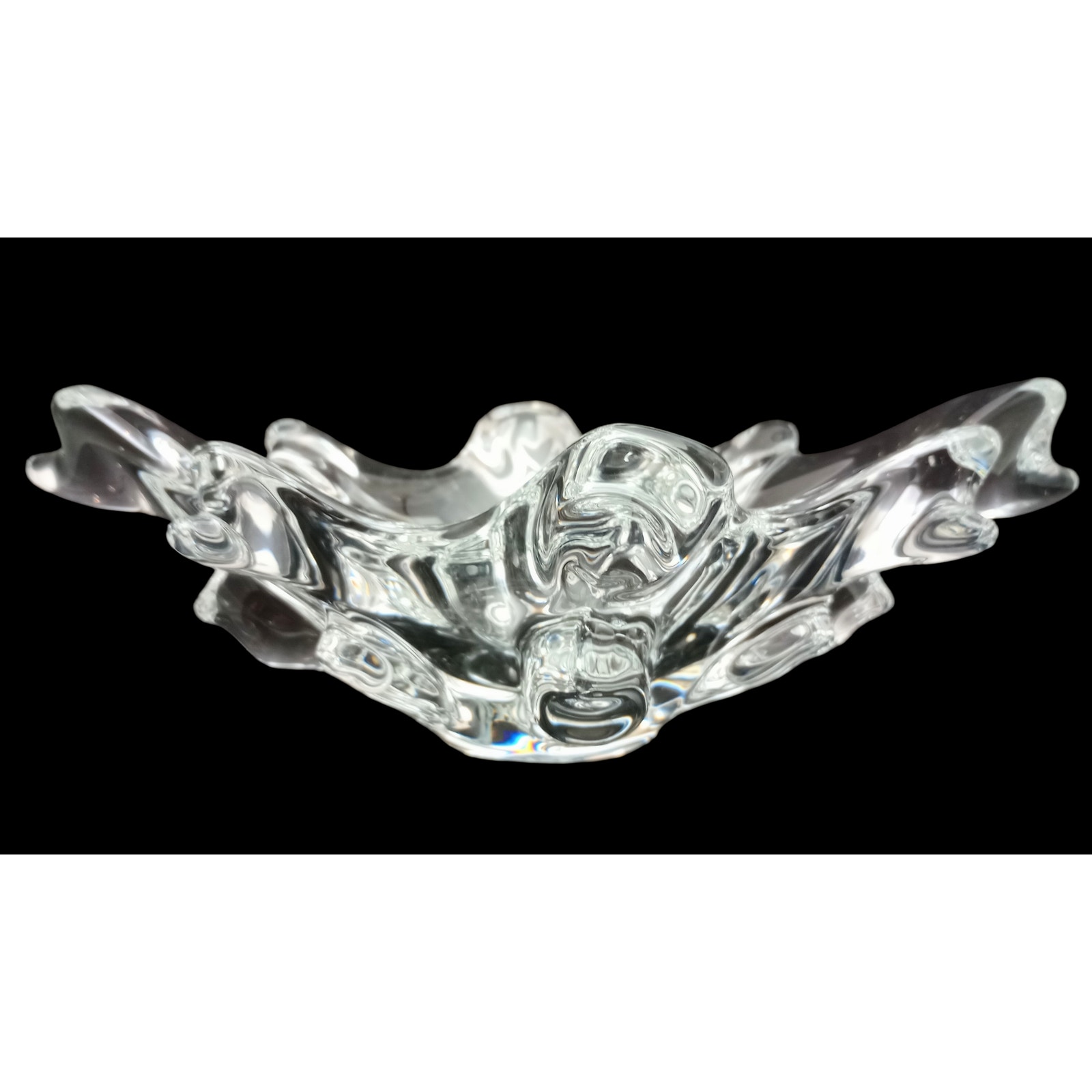 Vintage French Crystal Freeform Art Glass Bowl