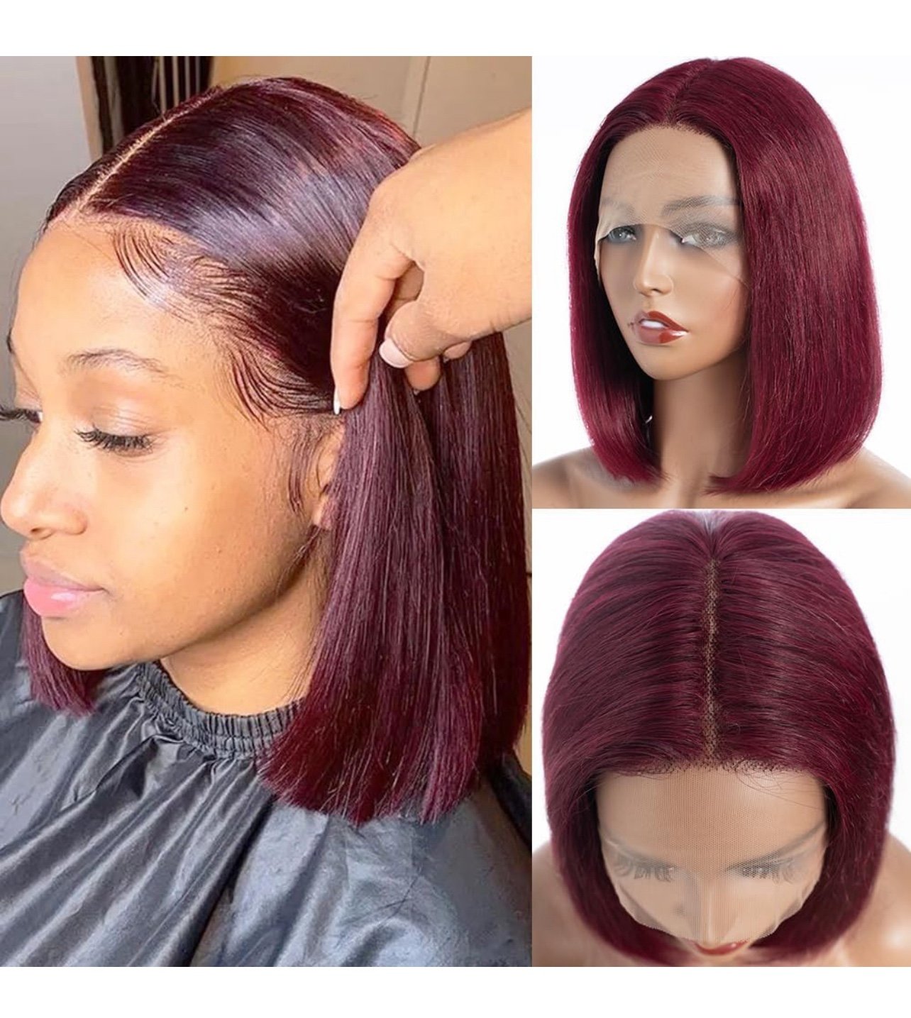 Burgundy bob wig