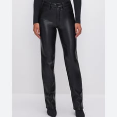 GOOD AMERICAN GOOD ICON FAUX LEATHER PANTS BLACK Size 4/27