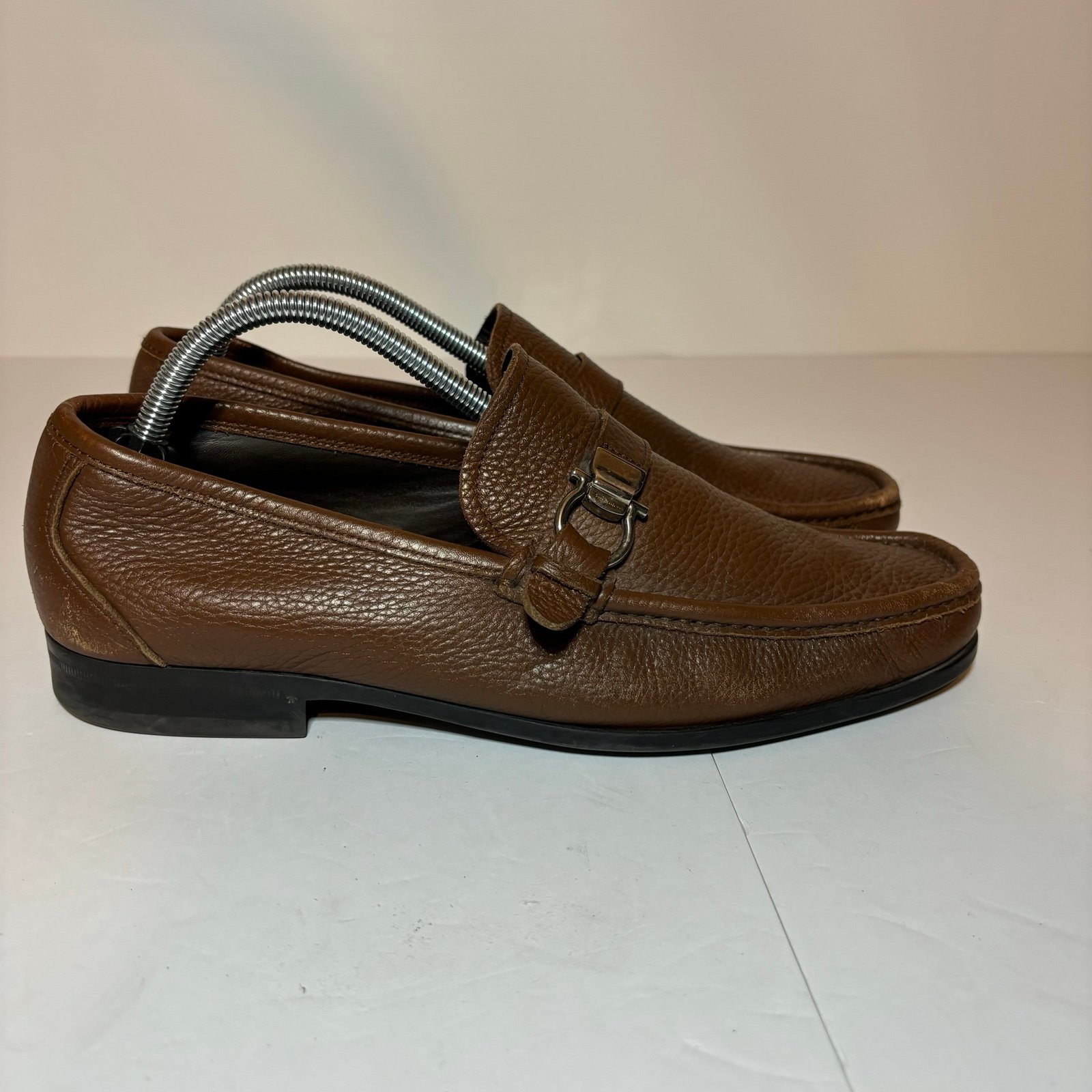 Salvatore Ferragamo Mens Bit Slip On Loafers Brown Muller Calf Sz 8 1/2 EE 94767
