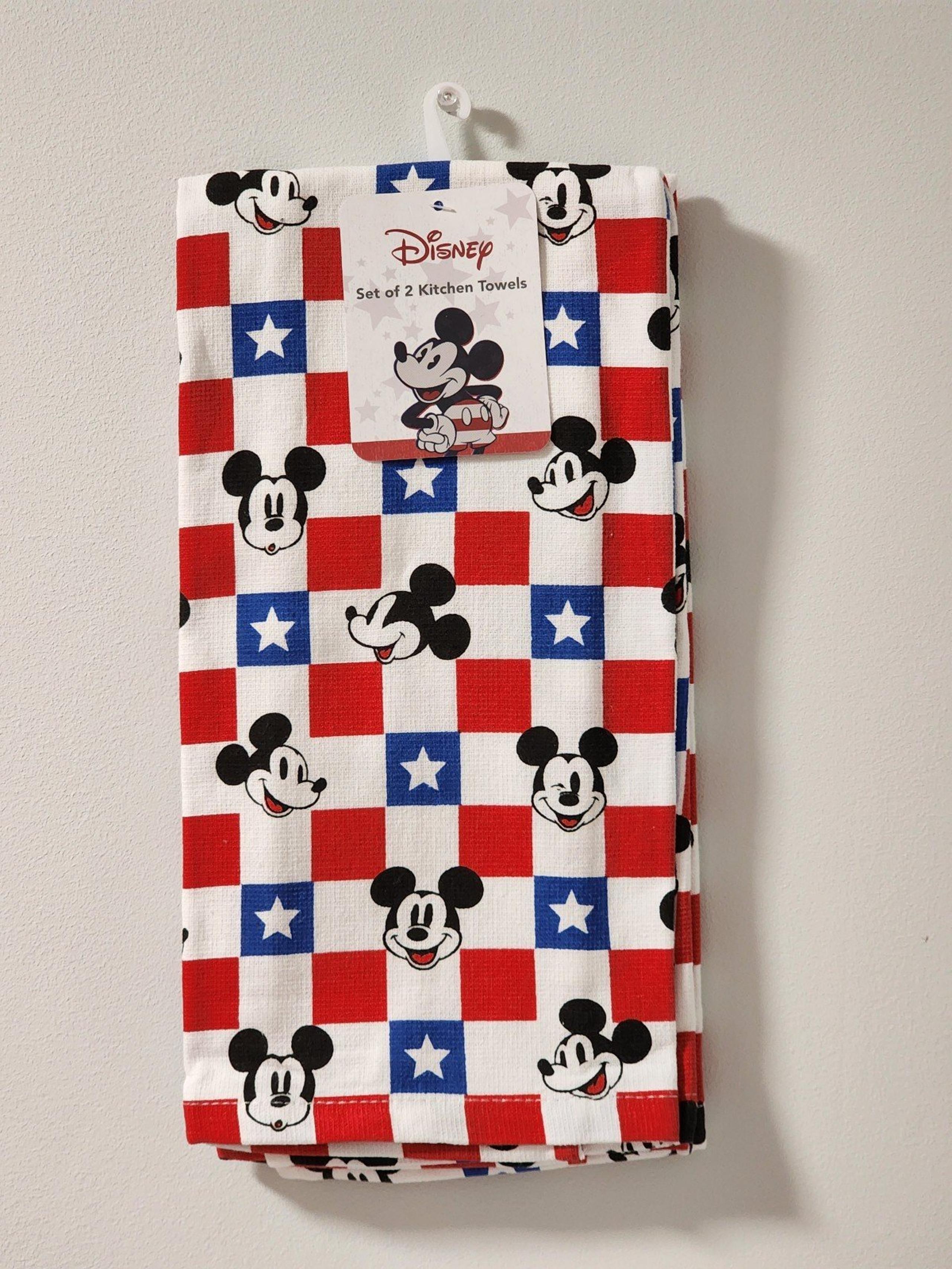 Disney Mickey Mouse Red White Blue Stars Patriotic 2 Kitchen Towels July 4th