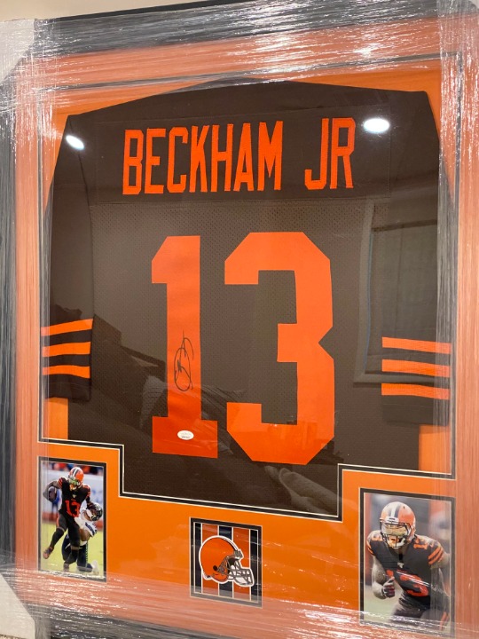 Odell Beckham Jr framed signed jersey