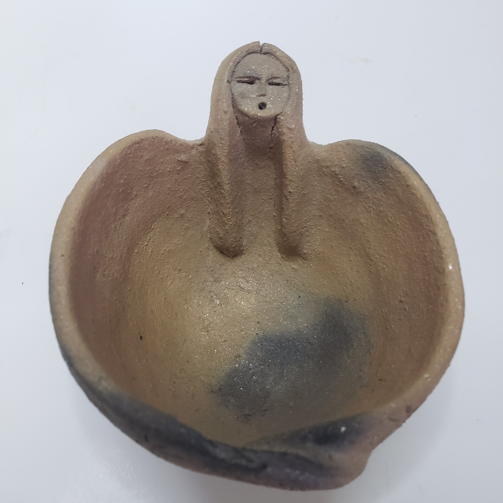 Vintage-Native American Taos Pueblo Micaceous Clay Pottery Effigy Bowl or Cup