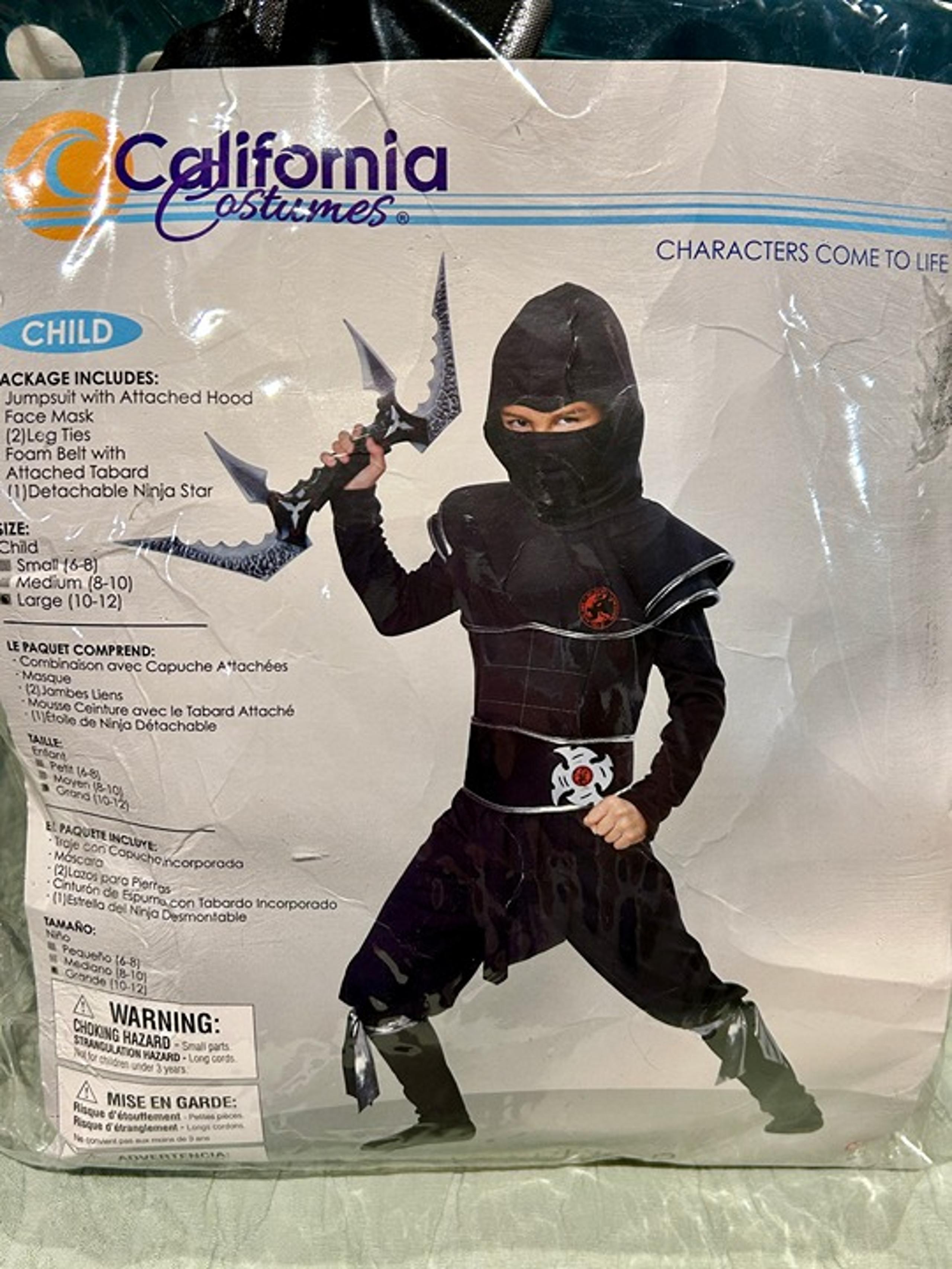 NEW Ninja Warrior Halloween Costume California Costumes Kids Size Large (10-12)