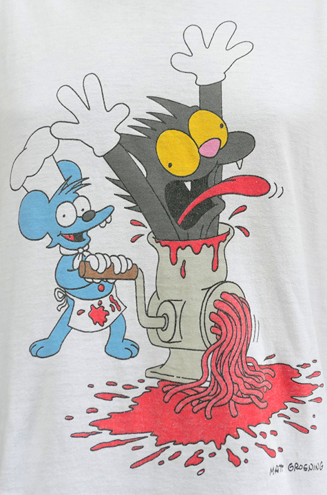 90's Vintage 1992 ITCHY & SCRATCHY Simpsons T Shirt Large With Anvil Tag
