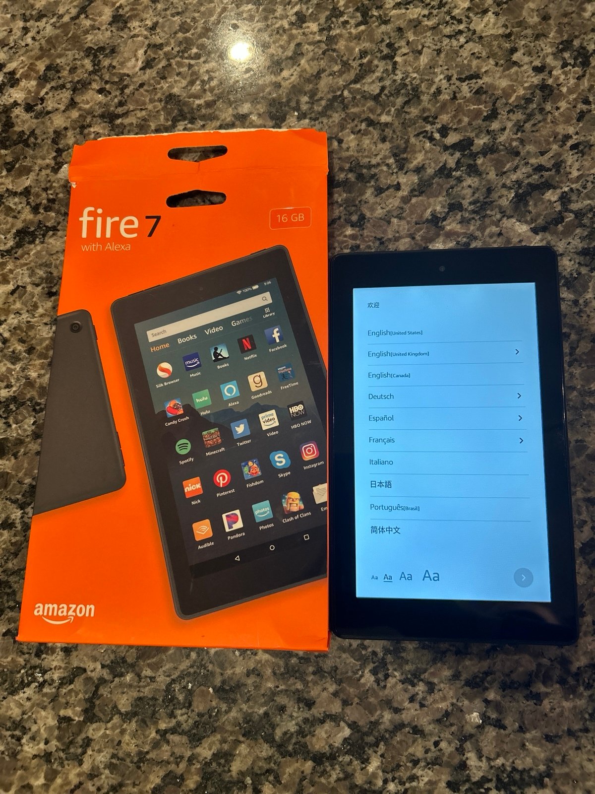 Amazon Fire 7 tablet 7” display 16GB storage