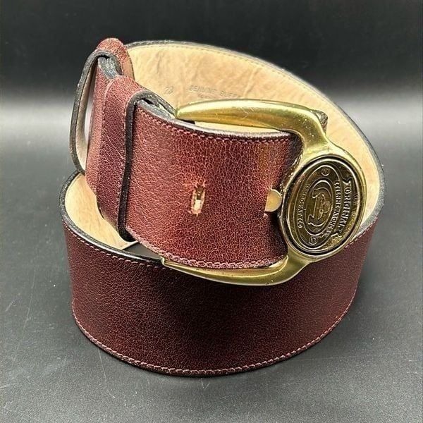 年末のプロモーション特価！ Etienne 1990s VTG Aigner Gold Belt, Wide Leather Brown 小物
