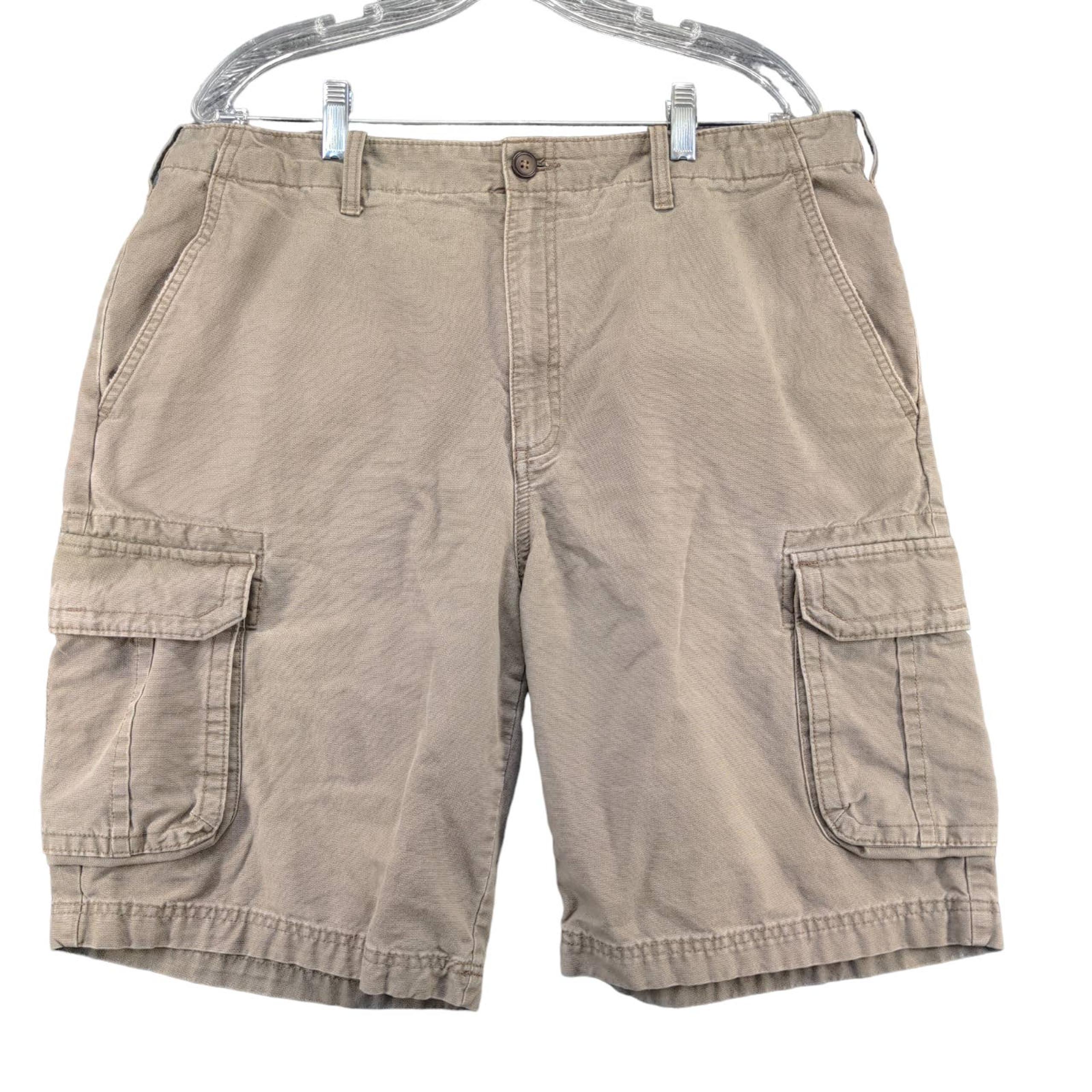 Perry Ellis America Mens Cargo Shorts Brown Size 36 Cotton Pockets