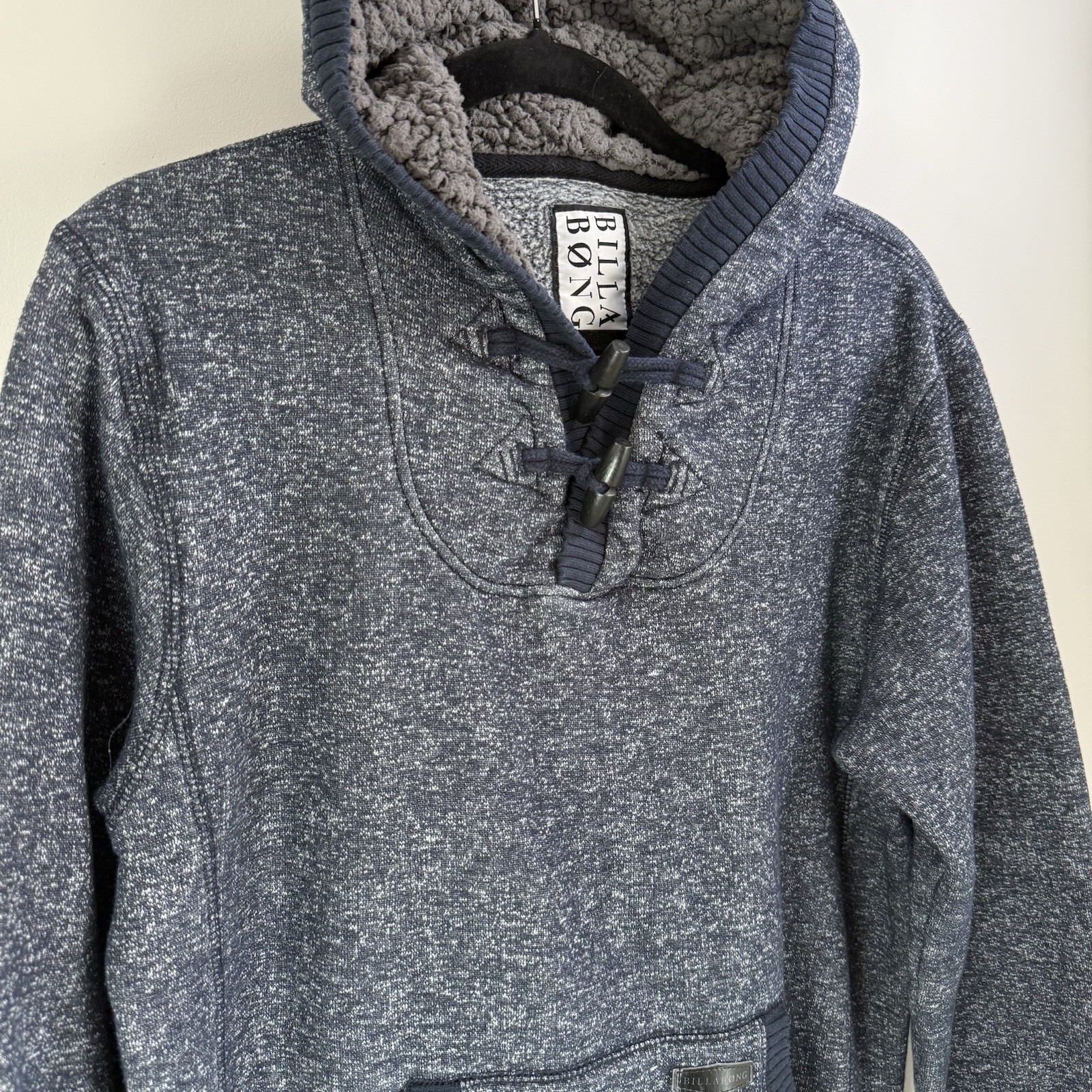 BILLABONG Women's Pullover Hoodie Sweatshirt Fleece Lined Navy Blue Size SMALL