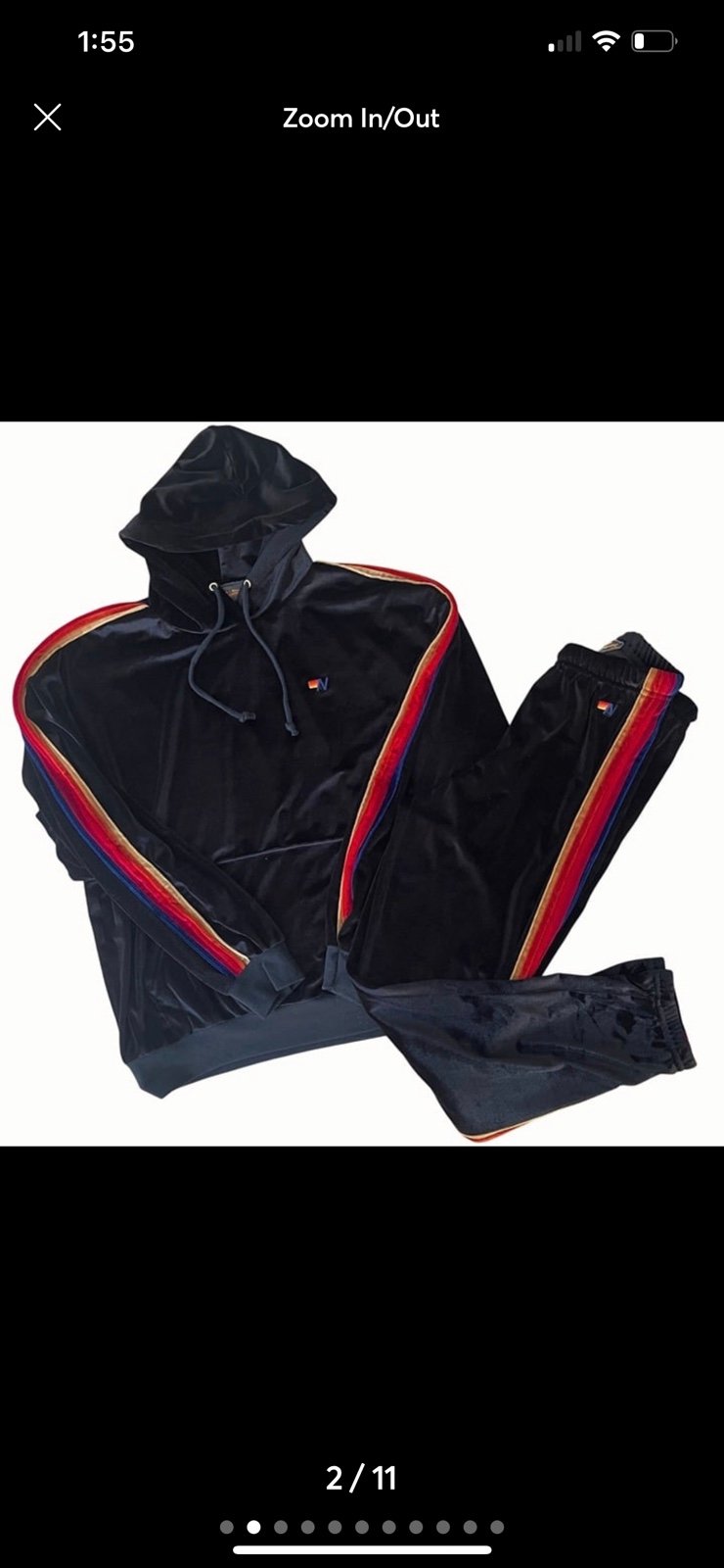 Aviator Nation Black Classic Velvet Relaxed Pullover Hoodie Sweatpant Set
