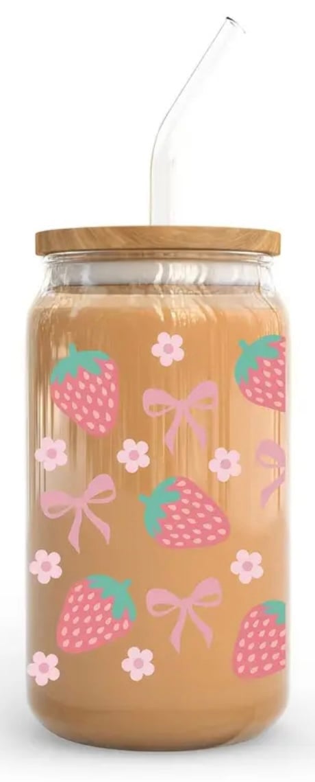 Three new custom Libby’s glass with straw