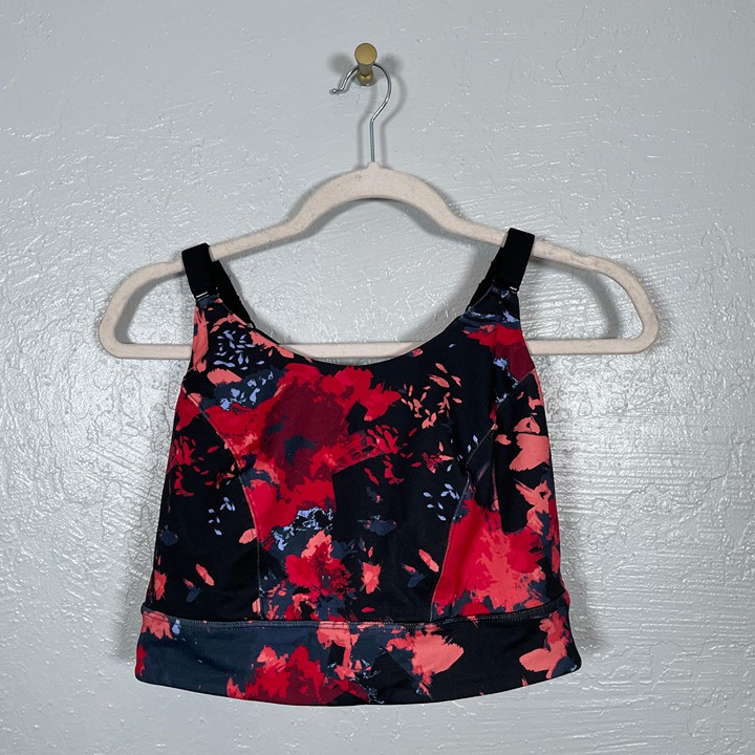 Livi Lane Bryant Women Plus Size 20 Black Pink Floral Sports Bra Long Line