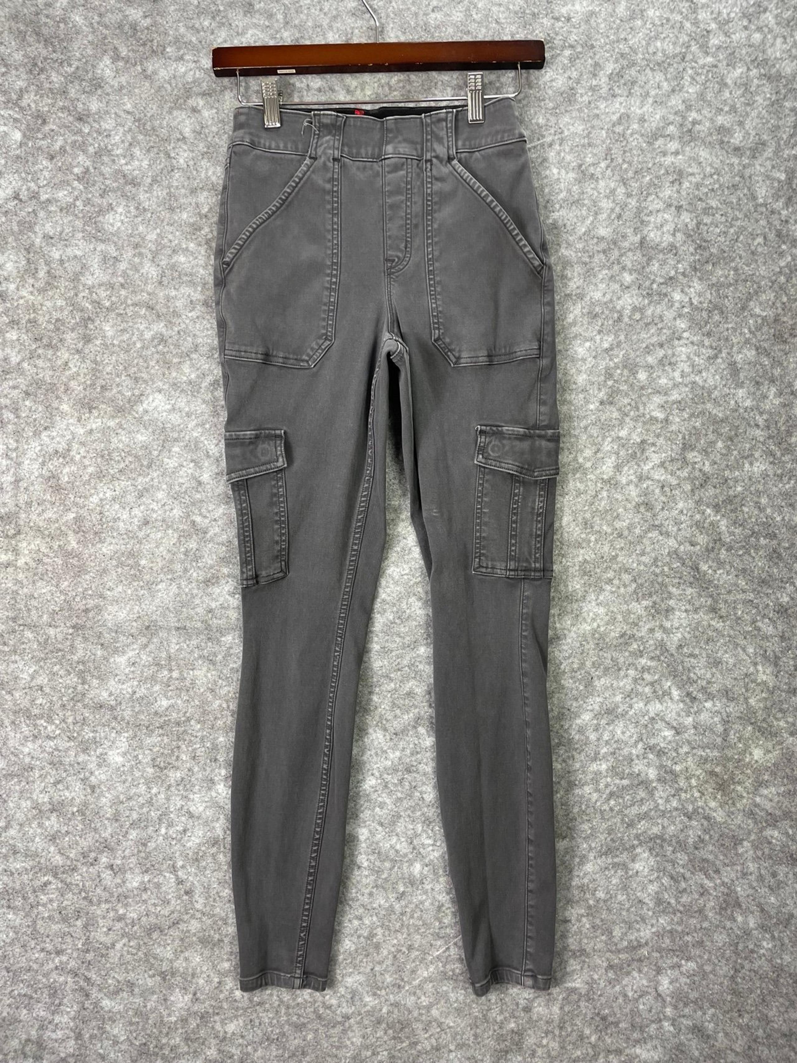 Spanx Women’s Twill Ankle Cargo Pants Size Small Grey Stretch Slimming