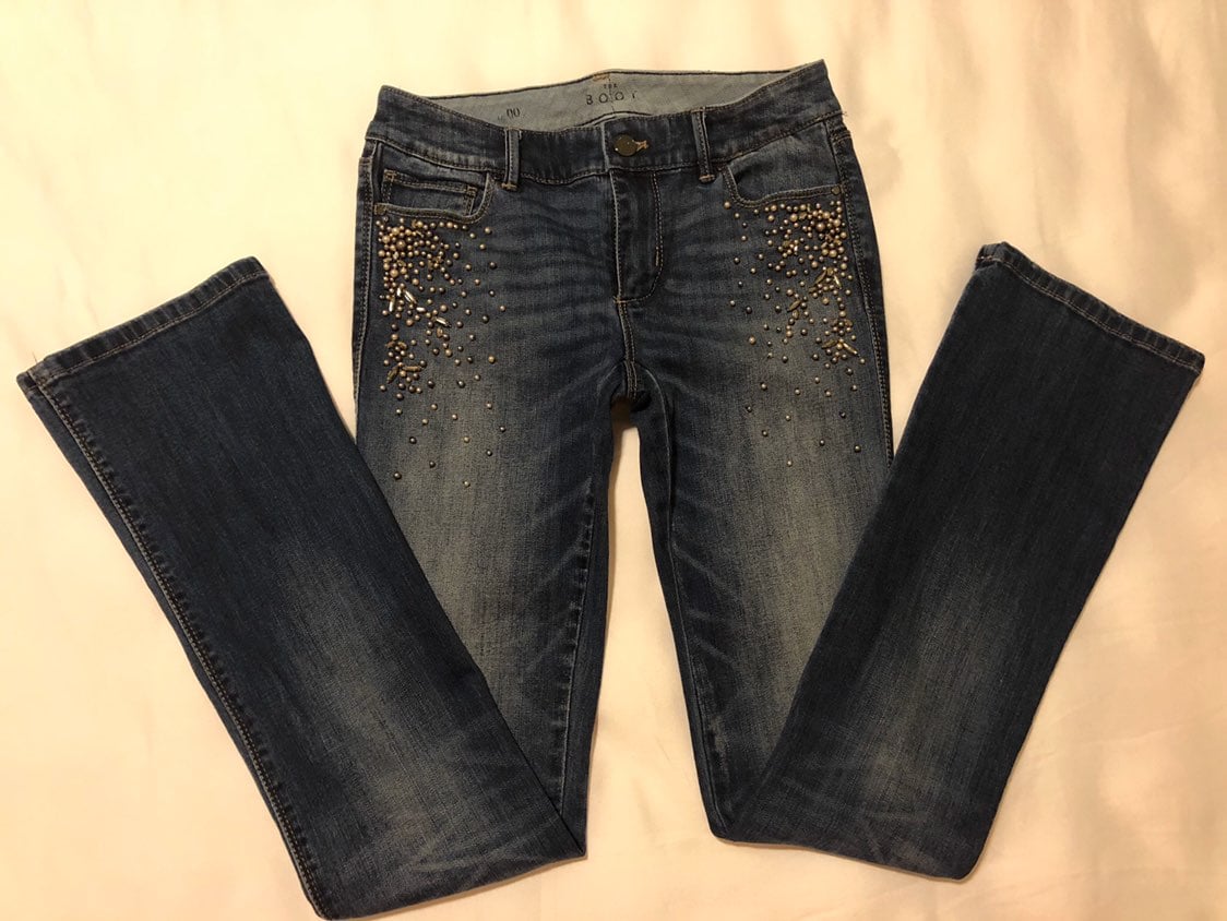 WHBM The Boot Blue Jeans w/ Bedazzles