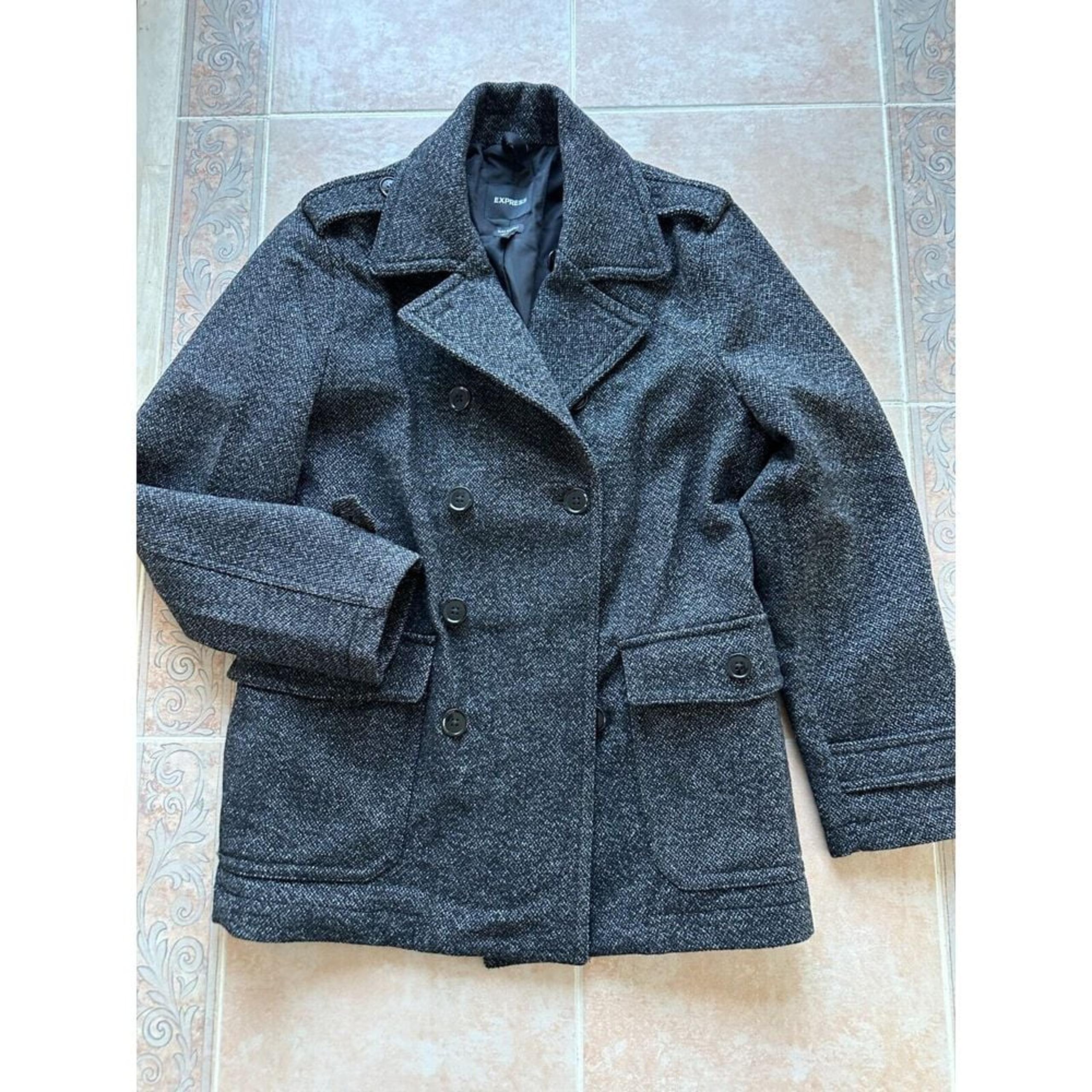 Express  double breast  wool-blend Water Resistant peacoat Men Size M