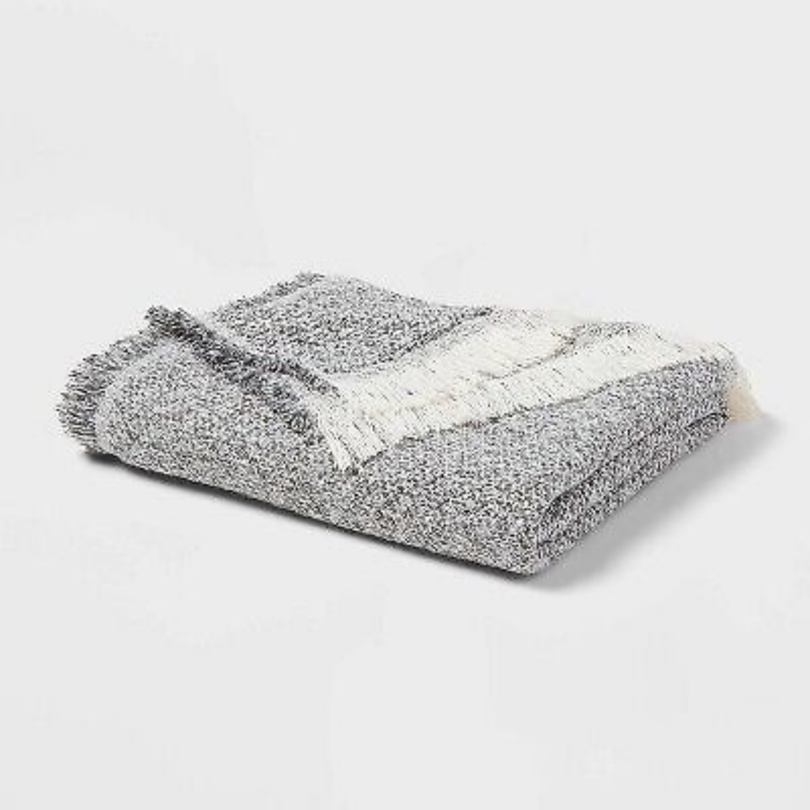 60 x80 Marled Boucle Bed Throw with Fringe Gray - Threshold