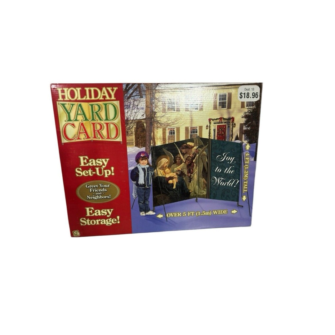 2007 Gemmy Holiday Yard Card JOY TO THE WORLD Scene 5' Wide Decoration W Box