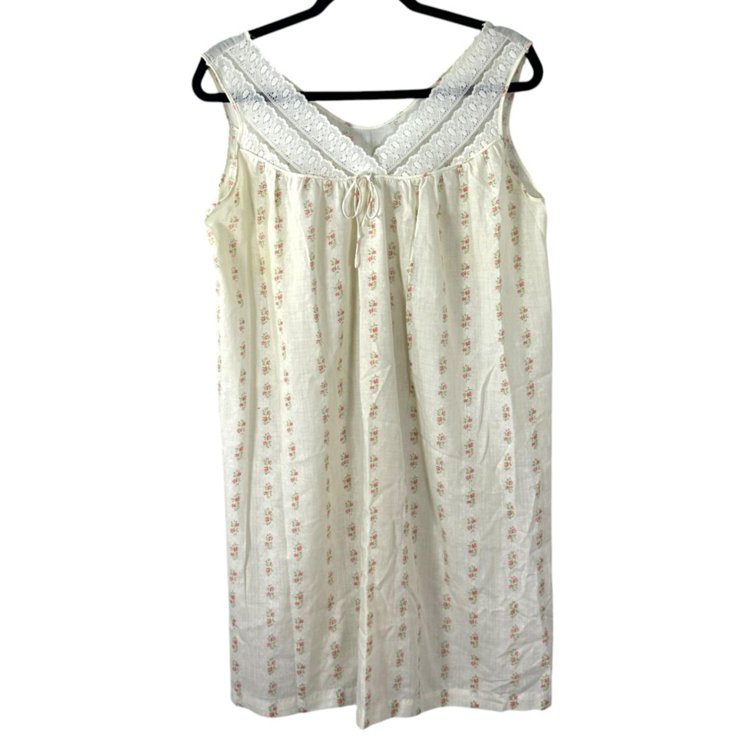 Komar Vintage Cottage Lace Floral Sleeveless Nightgown Size Small