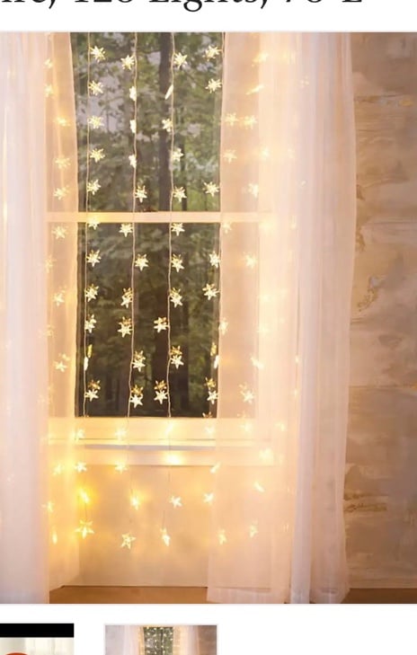 Plow & hearth Electric Star Curtain Lights on Clear Wire, 128 Lights, 78 L