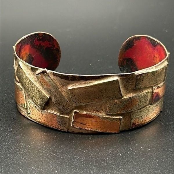 Signed Copper Artisan Made Cuff Bracelet