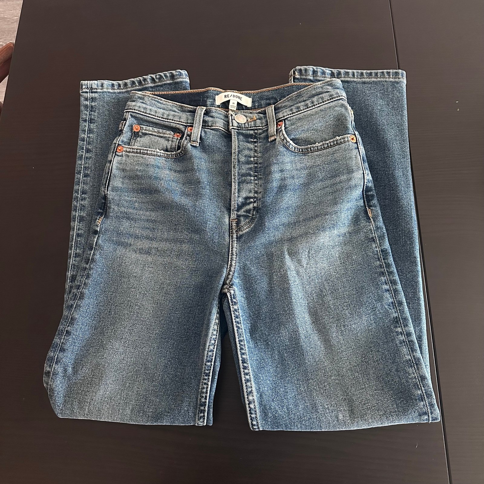 Redone blue straight leg jeans medium wash waist 24