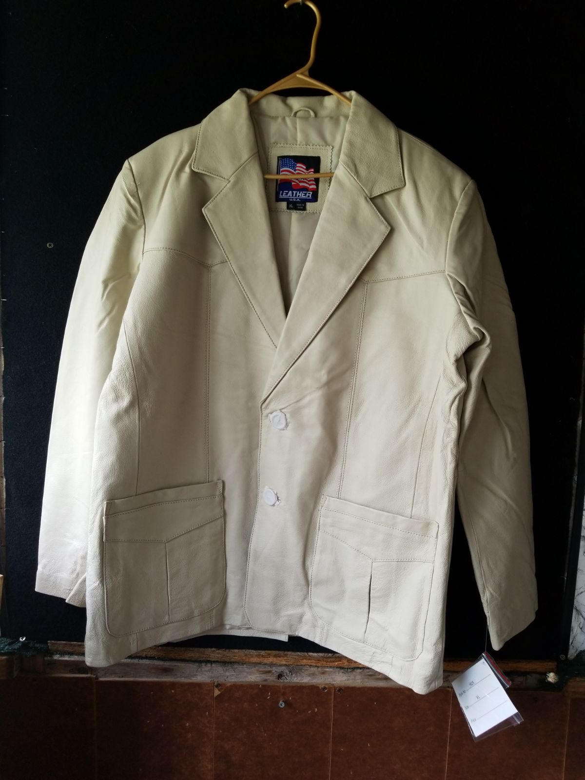 Leather USA white genuine leather jacket