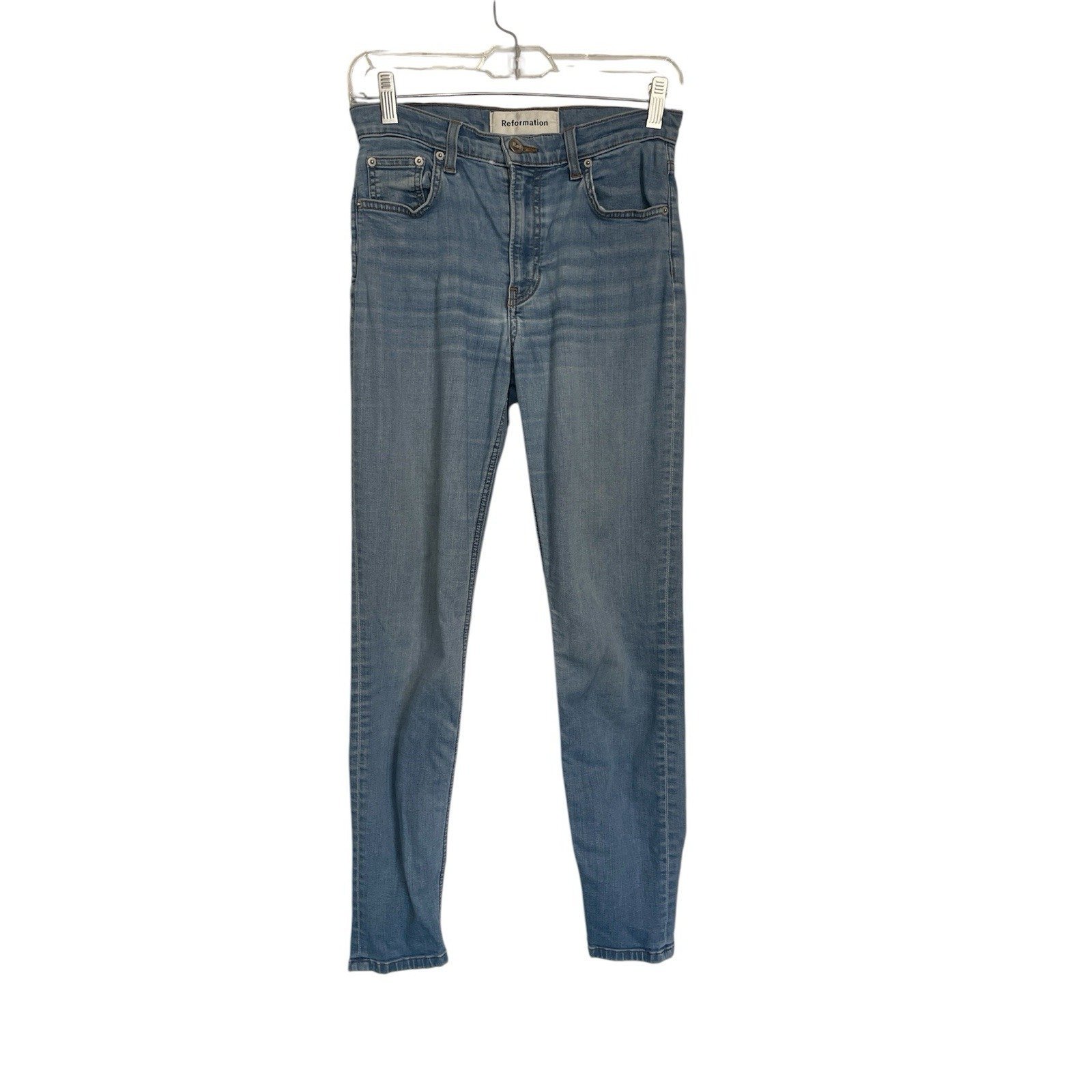Women's Reformation Jeans High Rise Skinny Straight Jeans 25 True Blue Wash
