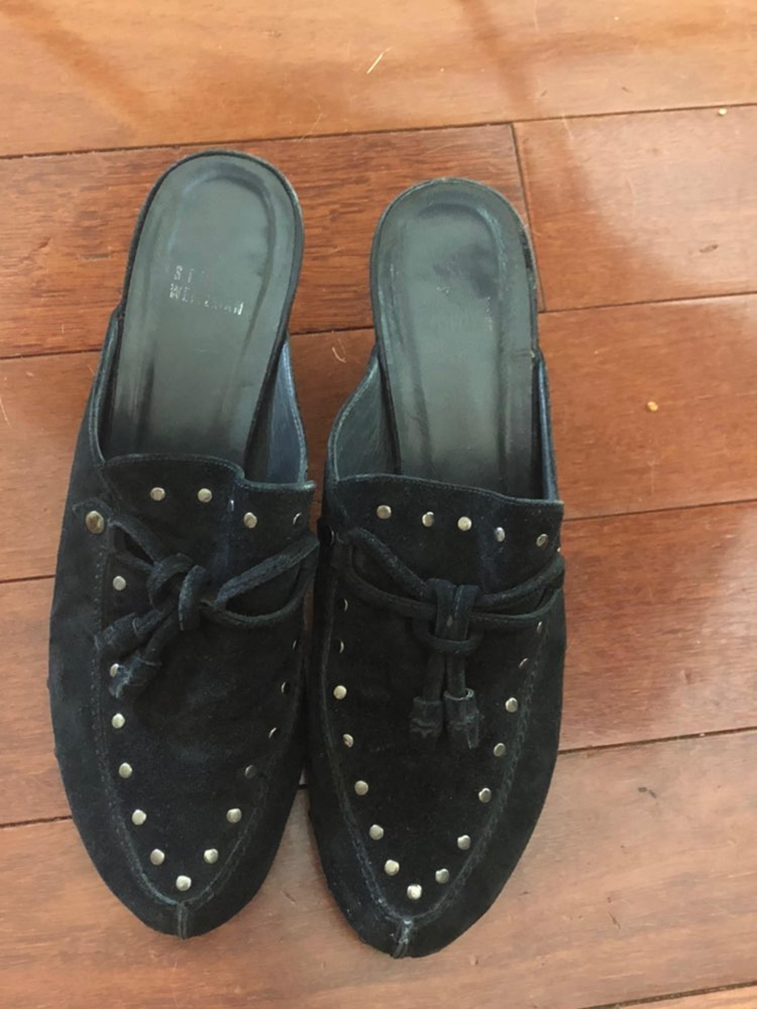 Stuart Weitzman black suede mules/clogs