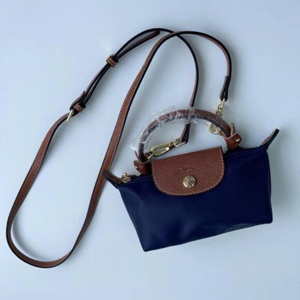 NWT Longchamp Original Navy Mini Purse Women's Canvas Crossbody Bags Blue